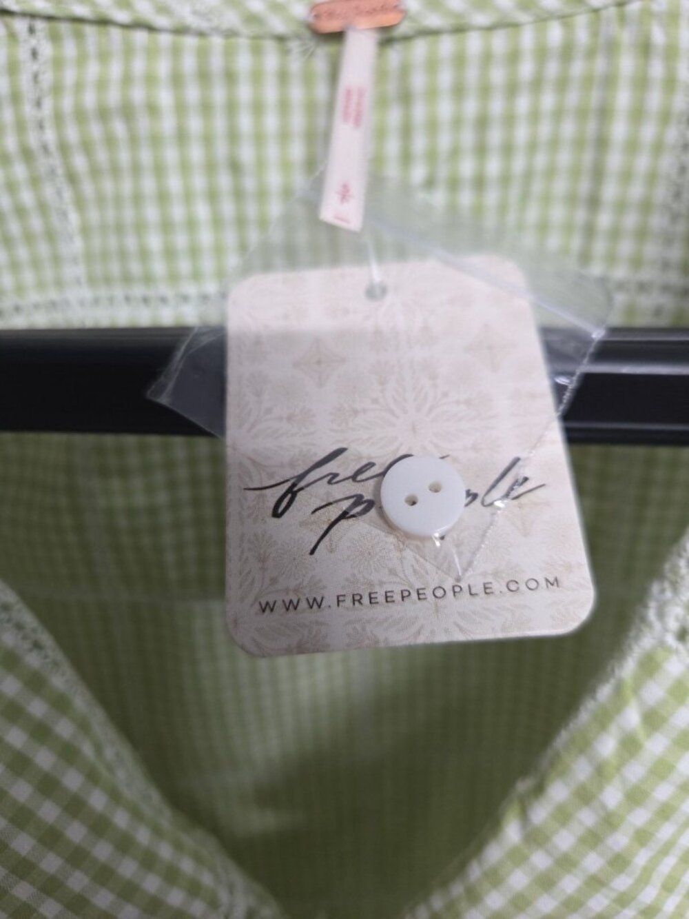 Free People Light Green Gingham Tie-Front Crop Top - Picture 5 of 9